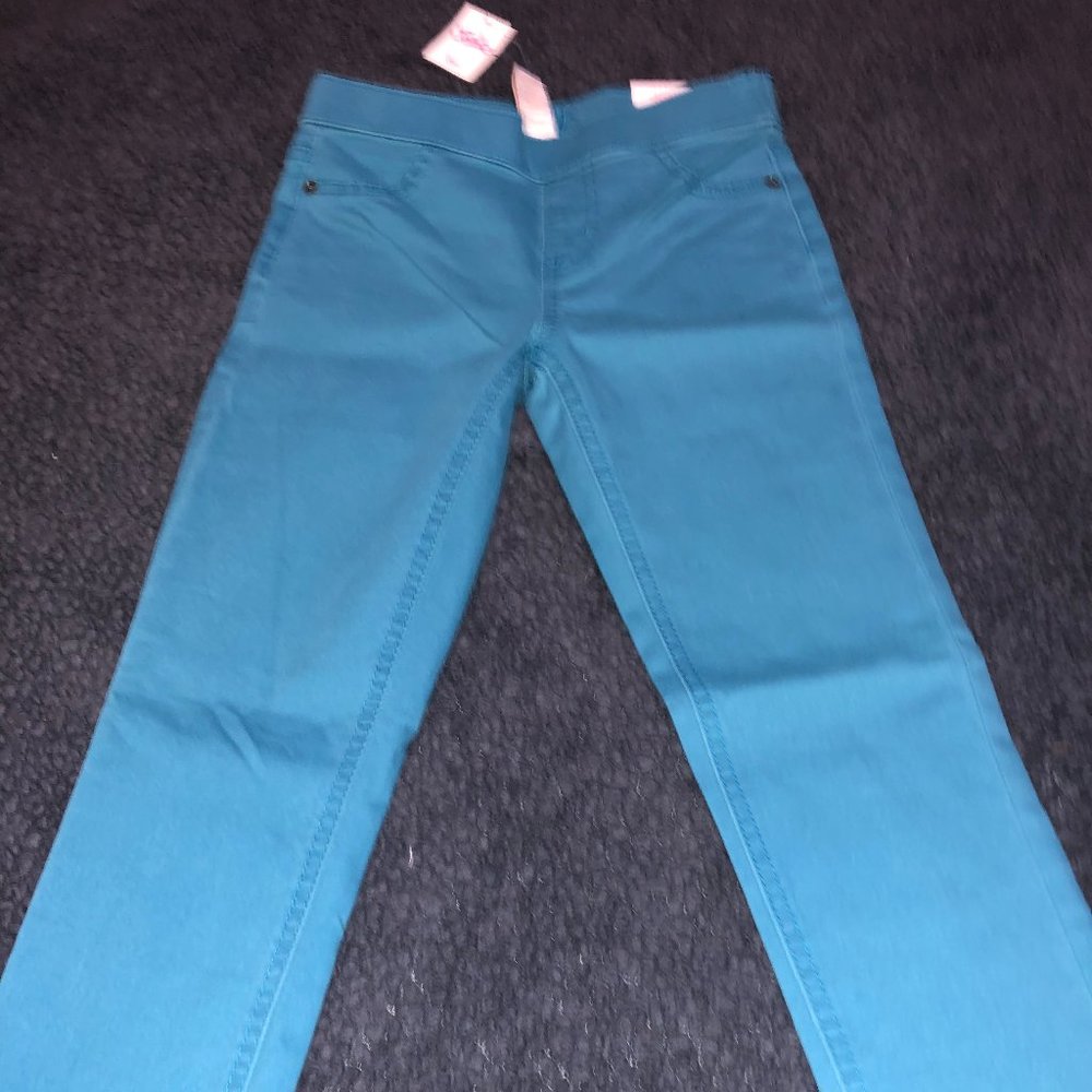 Justice Jeans Girls Teal Blue Mid-Rise Slim Legging Size 12 NWT